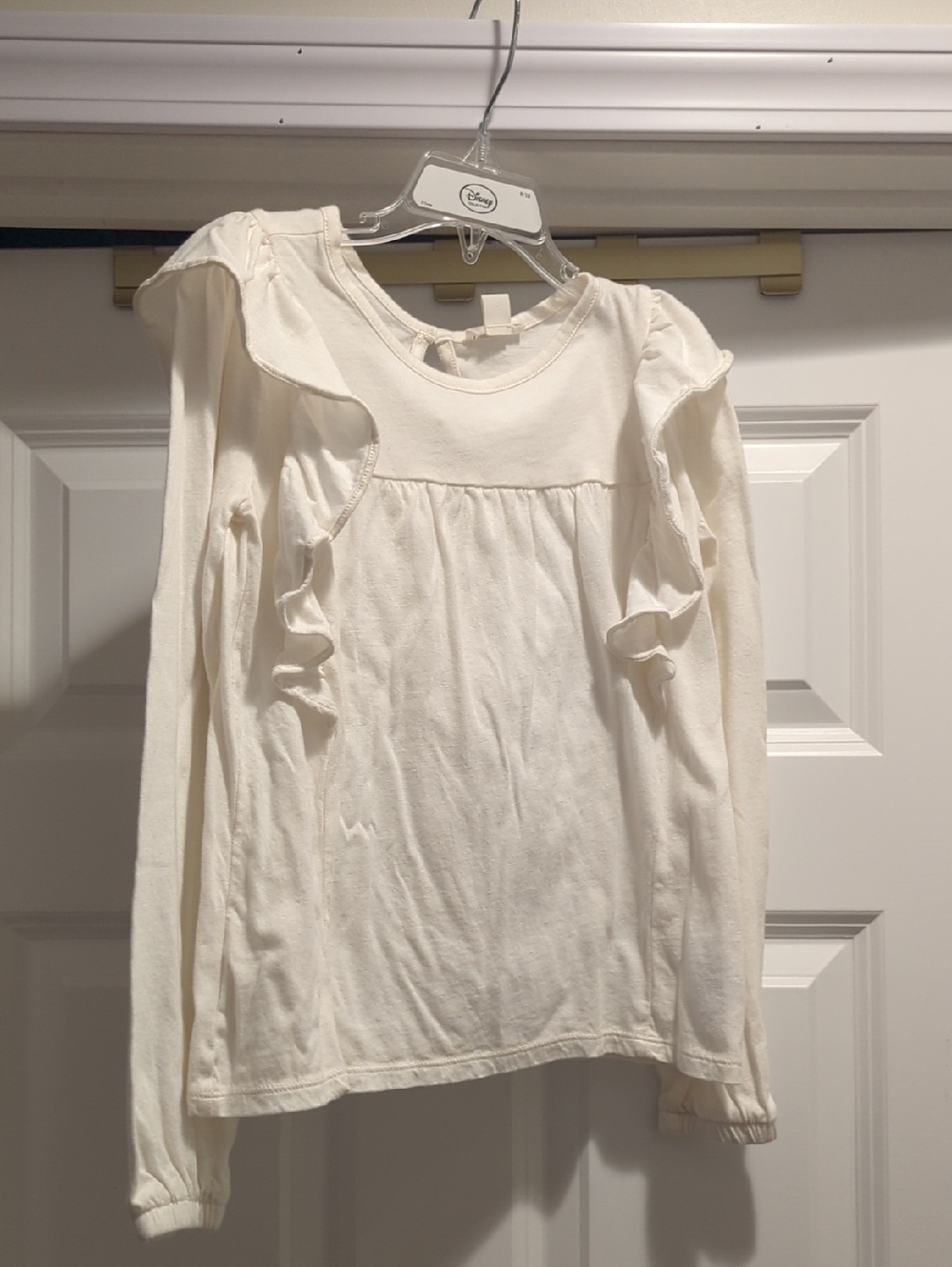Crewcuts Cream Long-Sleeve Ruffle Tee Size M